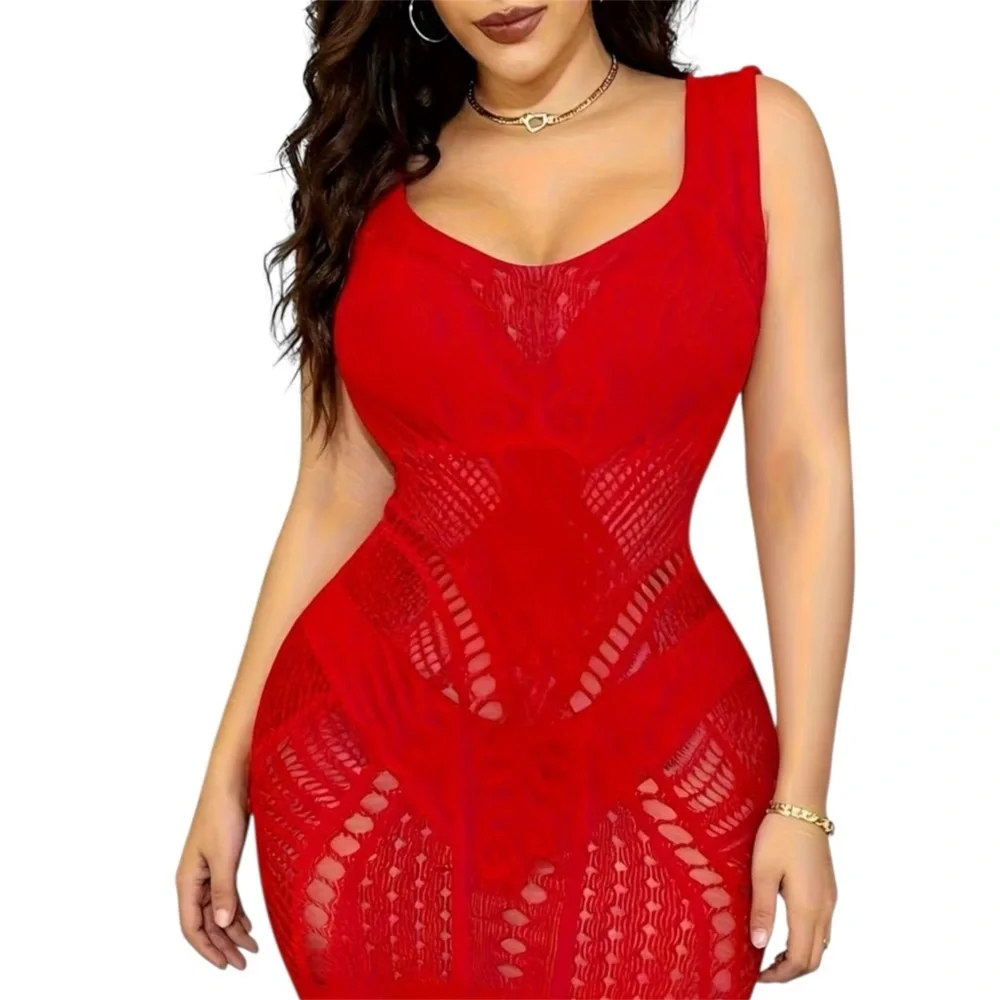Sexy Women Lace Dress Suspender Bodystocking Lingerie Crotchles Underwear US